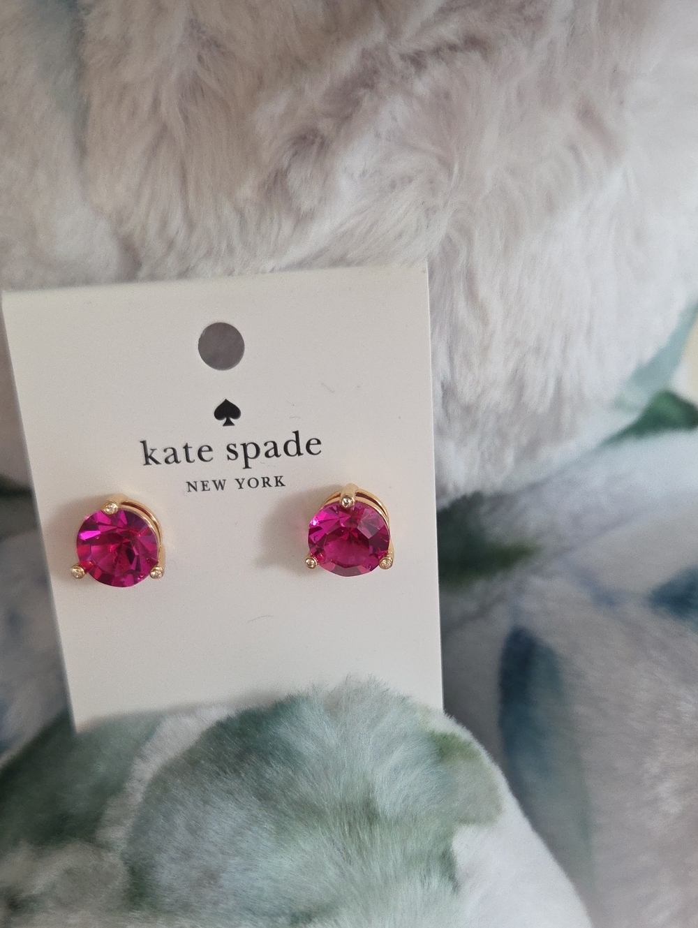 NWT kate spade New York Hot Pink Crystal Stud Earrings